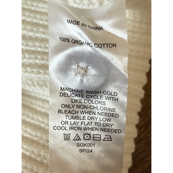 Quince Women 100% Organic Cotton Fisherman Boxy Cropped Cardigan Ivory/White XL - Picture 6 of 7